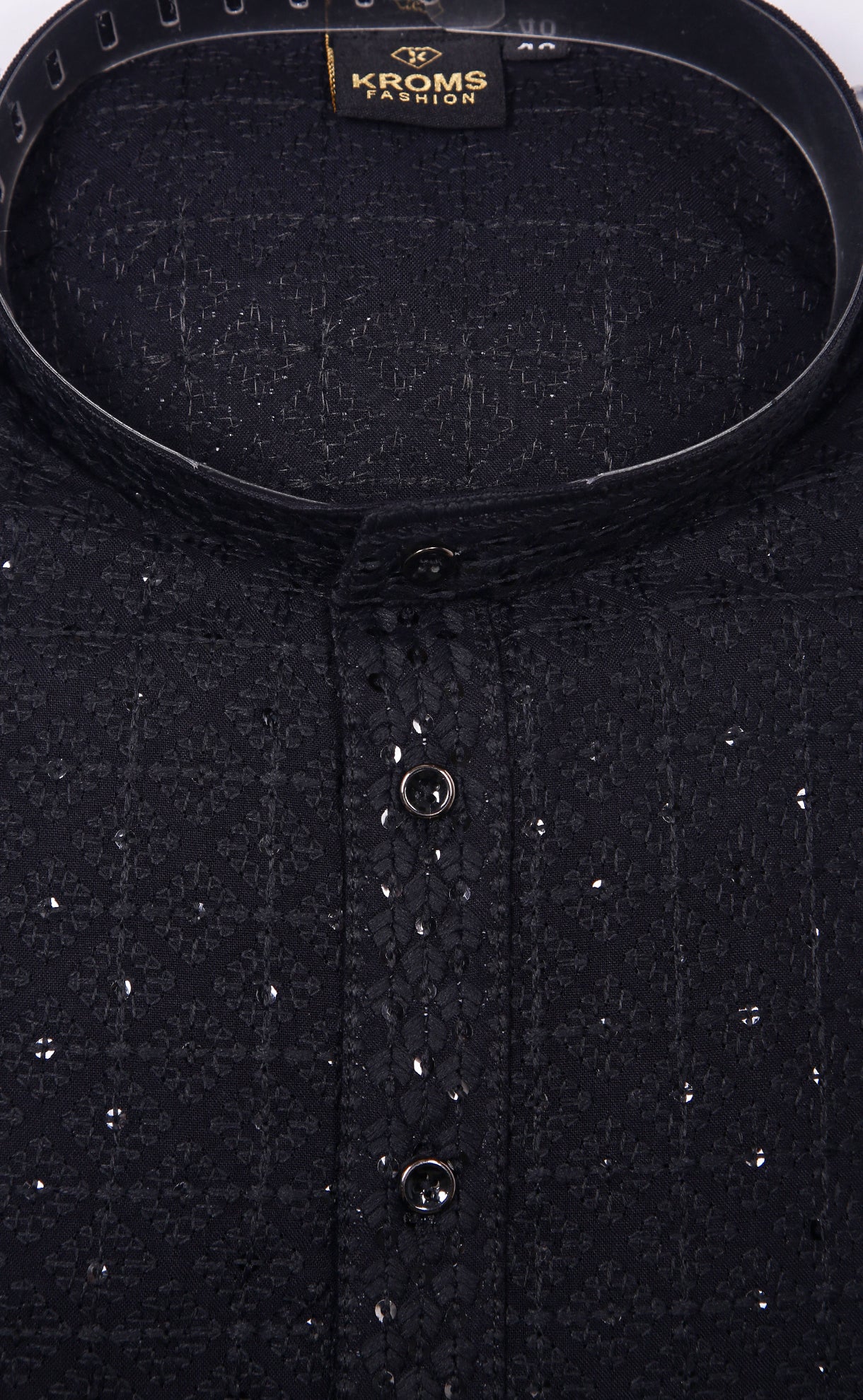 Kroms fashion men sequin kurta Black kromsFashion