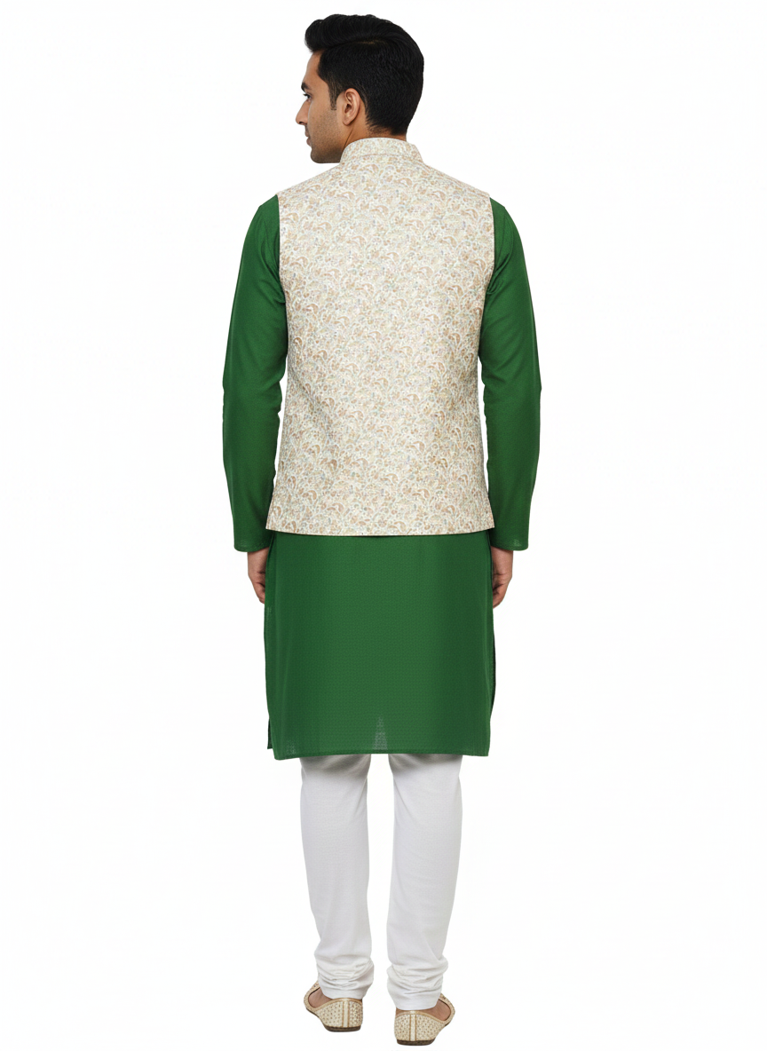 Men Nehru Jacket Beige Color kroms fashion