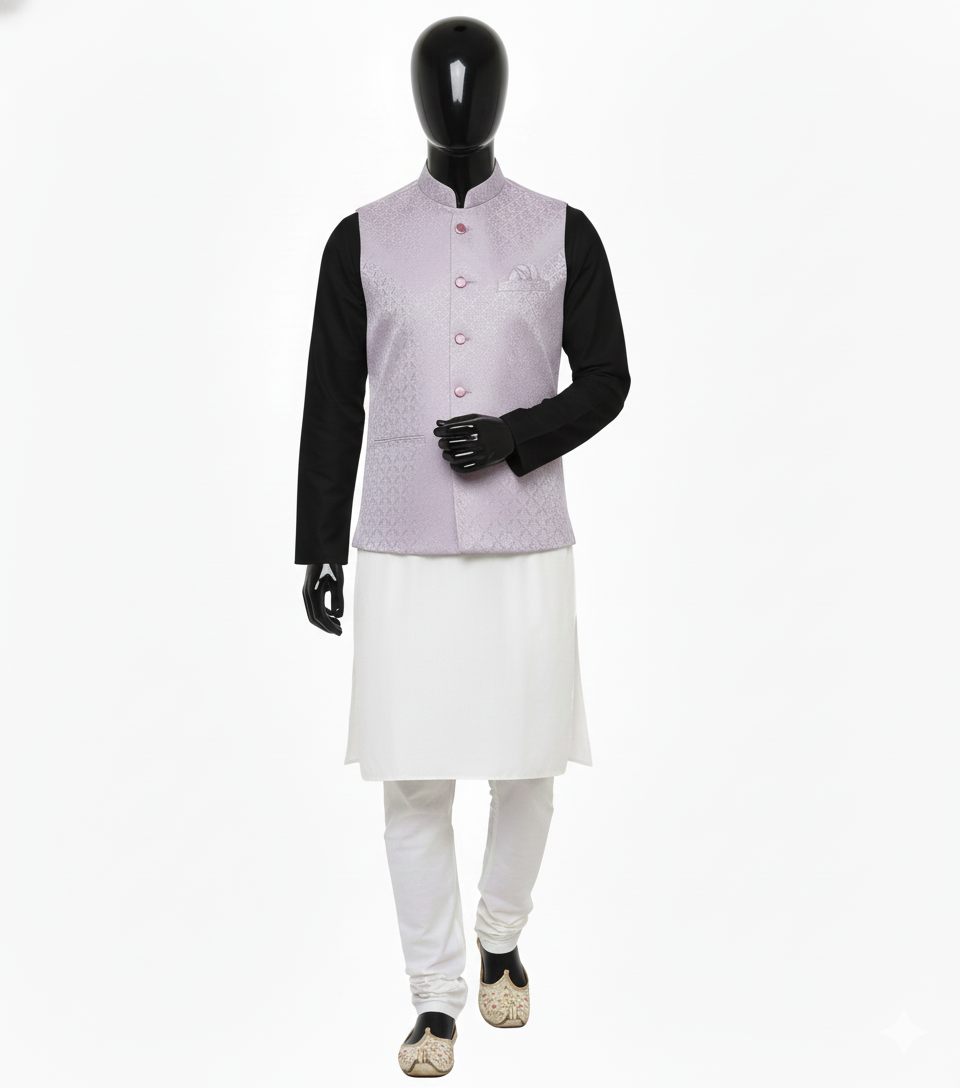 Men Nehru Jacket Mauve Color kromsFashion