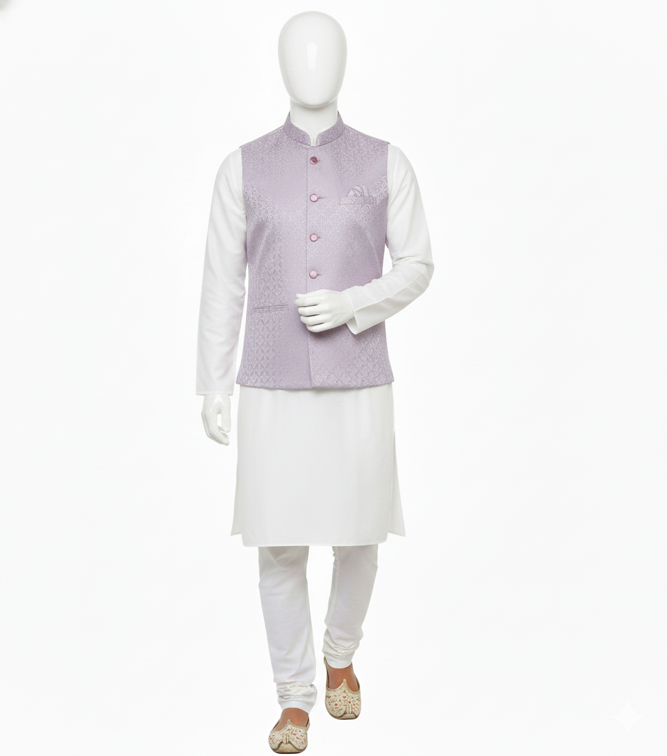 Men Nehru Jacket Mauve Color kromsFashion