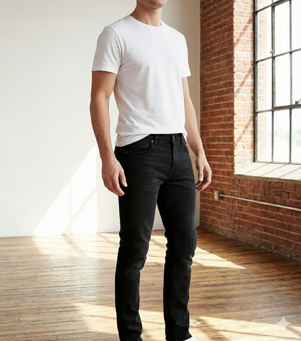 Men Denim Jeans Fashion Dark Blue Color kromsFashion