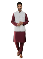 Kroms Fashion Men Nehru Jacket White Shimmer kromsFashion