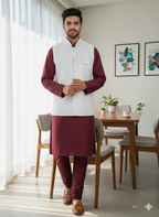 Kroms Fashion Men Nehru Jacket White Shimmer kromsFashion