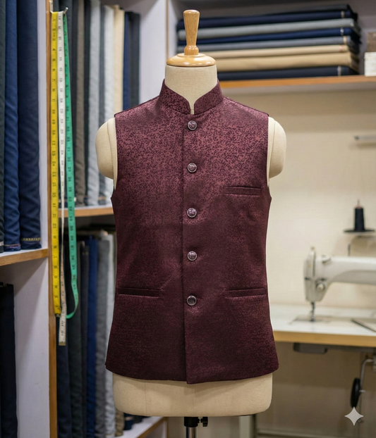Men Nehru Jacket Mehroon Color kroms fashion