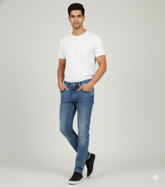 Men Denim Jeans Light Blue Color kroms fashion