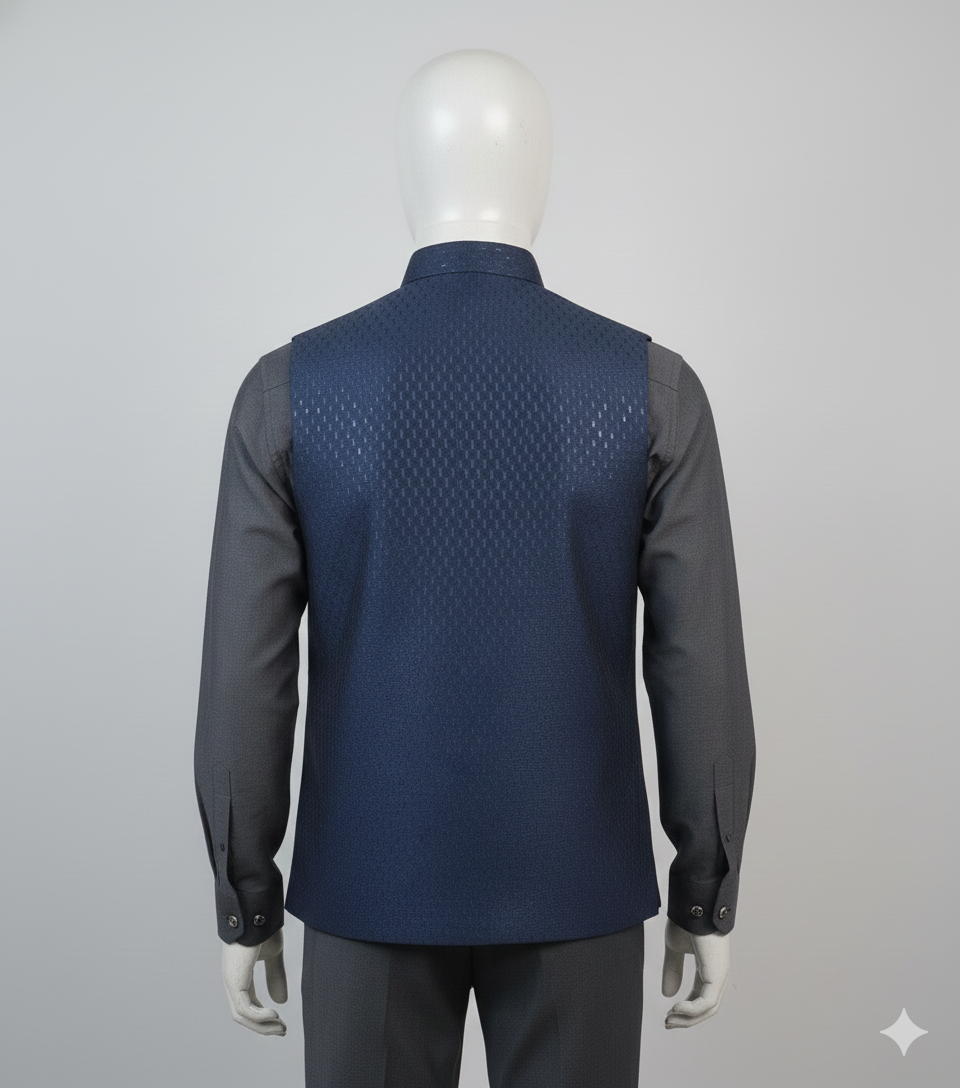 Men Nehru Jacket Blue Color kromsFashion