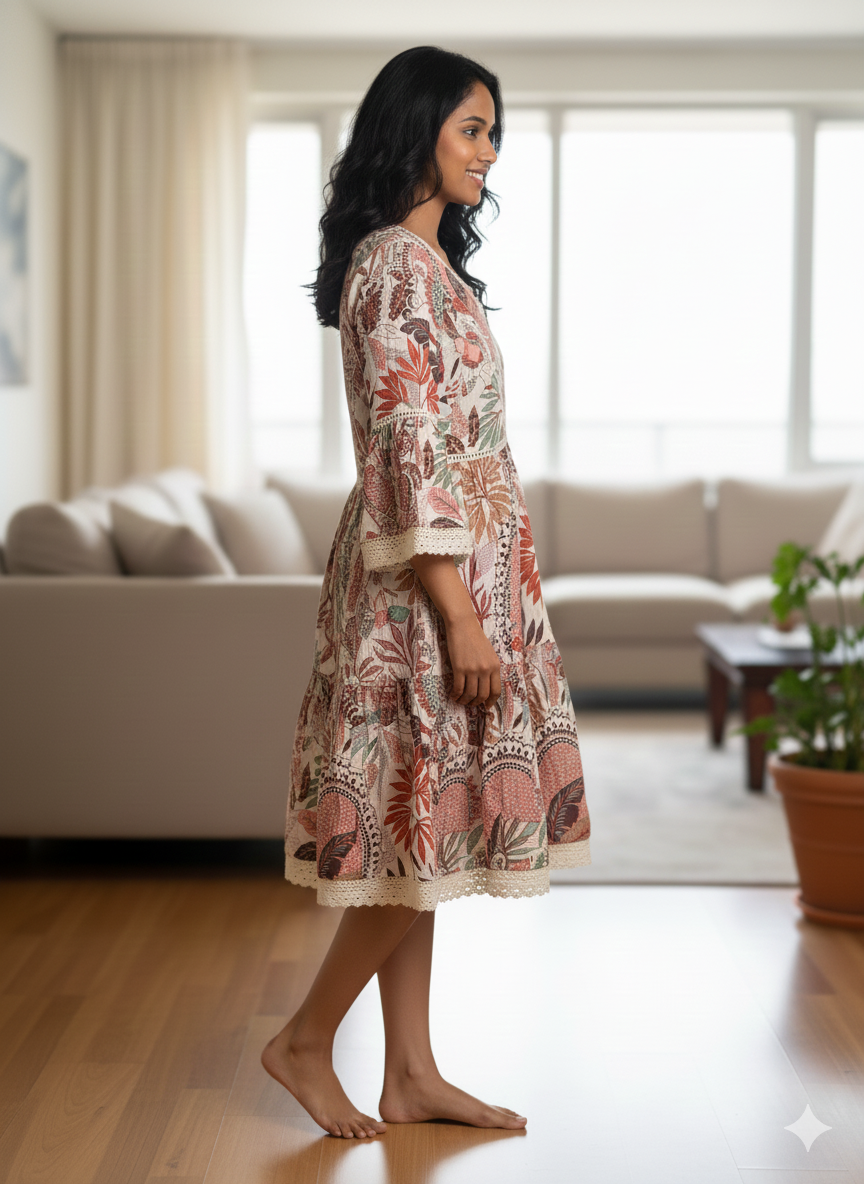 Women Dress Beautiful Flower Print kromsFashion