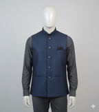 Men Nehru Jacket Blue Color kromsFashion