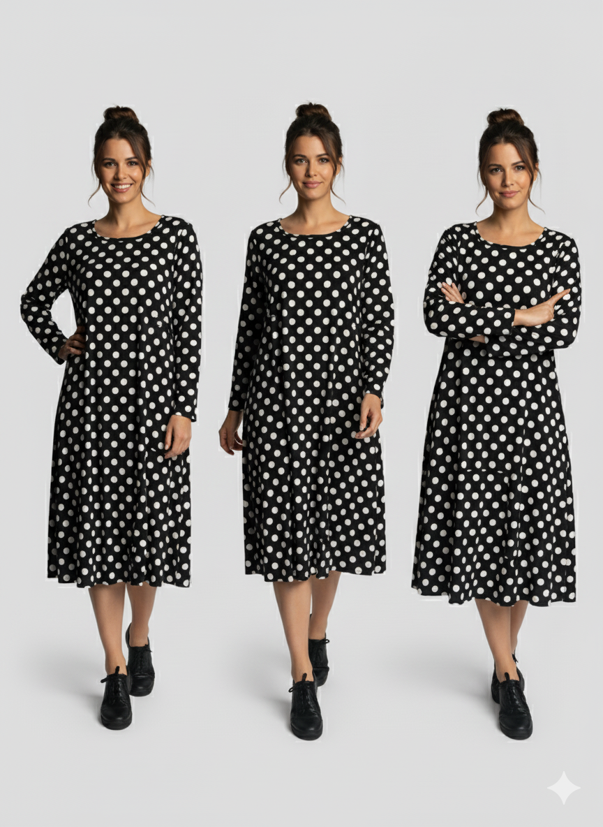 Women Dress Polka Print kromsFashion