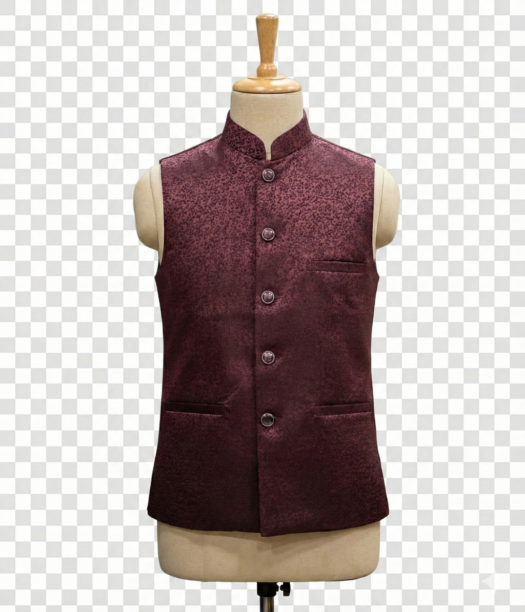 Men Nehru Jacket Mehroon Color kroms fashion