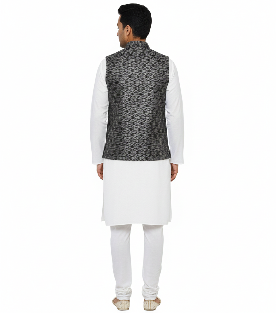 Men Nehru Jacket Black Glitter kroms fashion