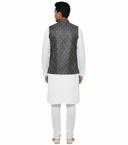 Men Nehru Jacket Black Glitter kroms fashion