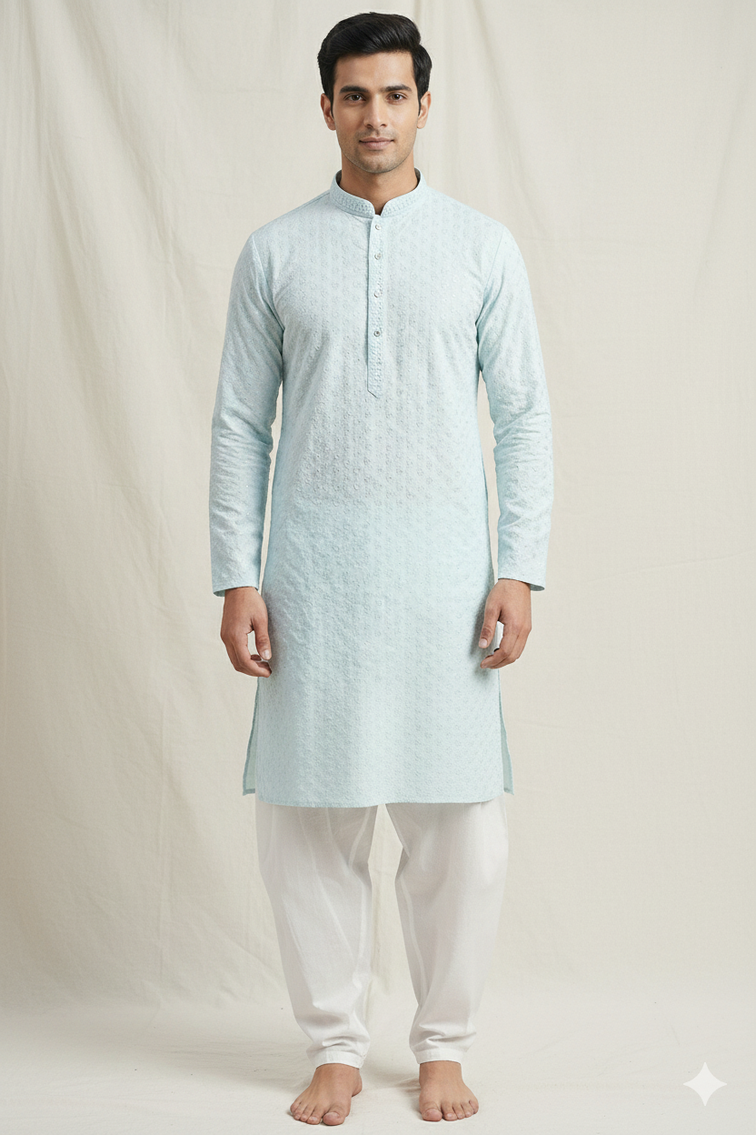 Kroms Fashion Men Sequin Kurta Ice Cool Color kromsFashion