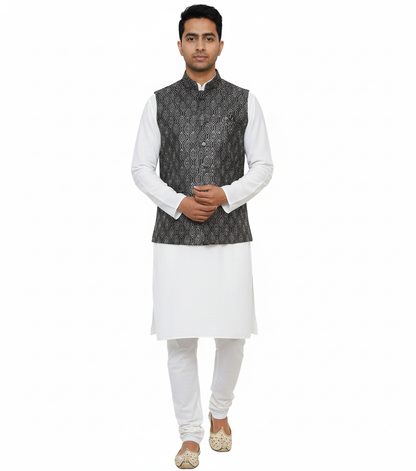 Men Nehru Jacket Black Glitter kroms fashion
