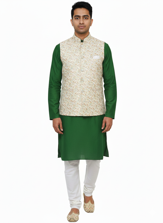 Men Nehru Jacket Beige Color kroms fashion