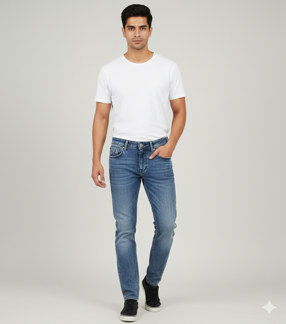 Men Denim Jeans Light Blue Color kroms fashion