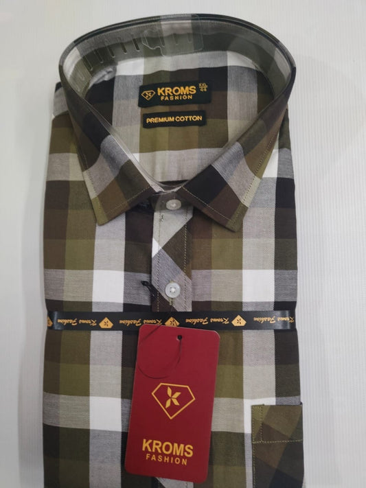 Kroms Fashion Men Shirt Checked kroms fashion