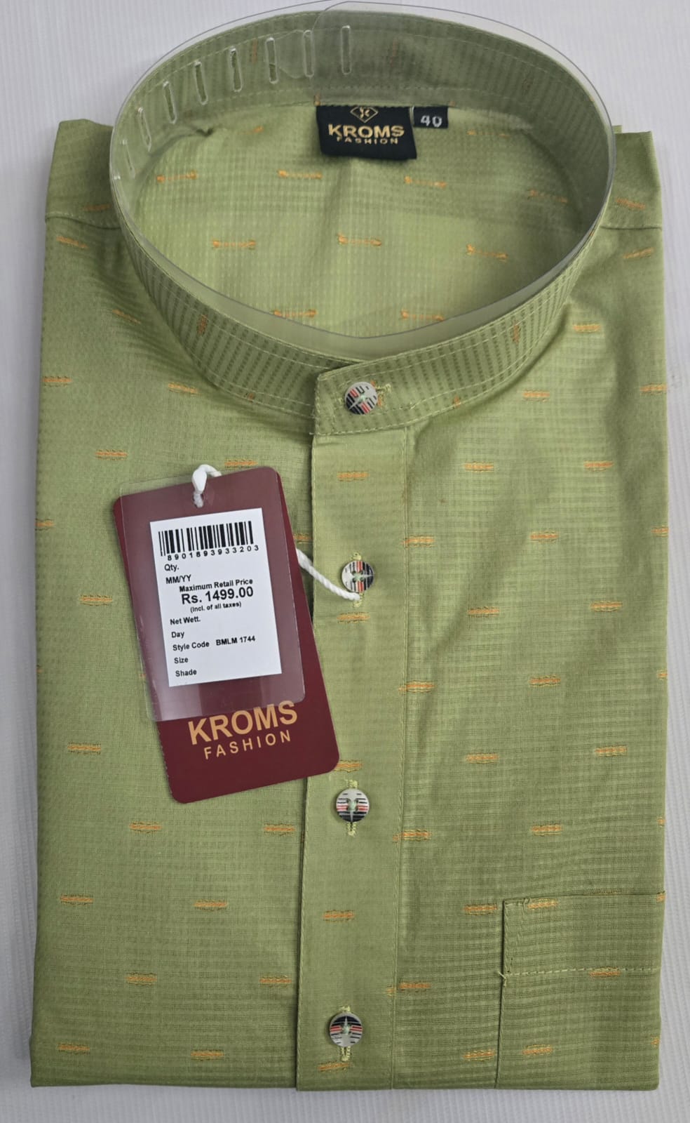 kroms fashion men printed kurta Green kroms fashion